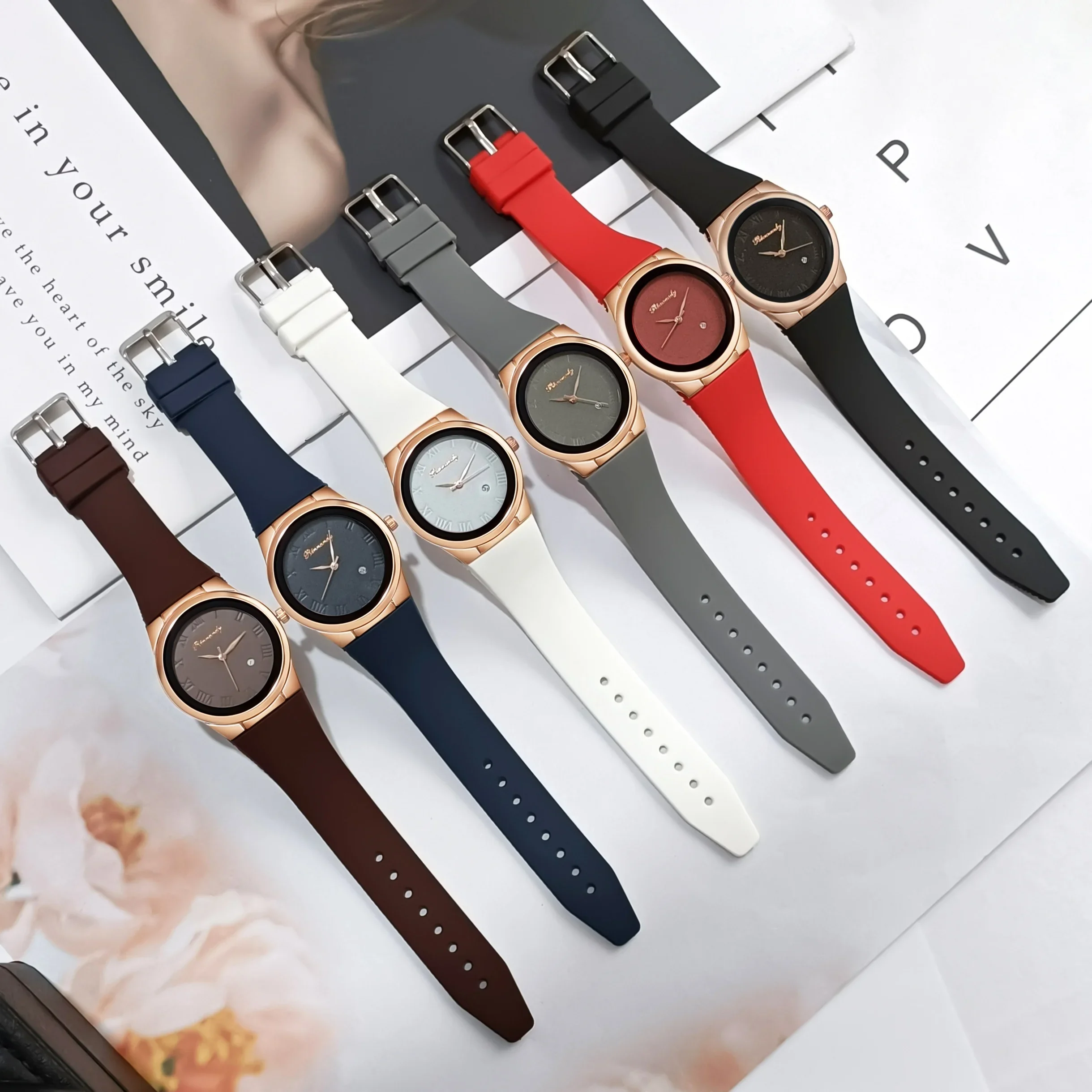 Fashion Roma Dial Women Calendar Quartz Watches Casual Silicone Band Ladies Sports Wristwatch Reloj Mujer