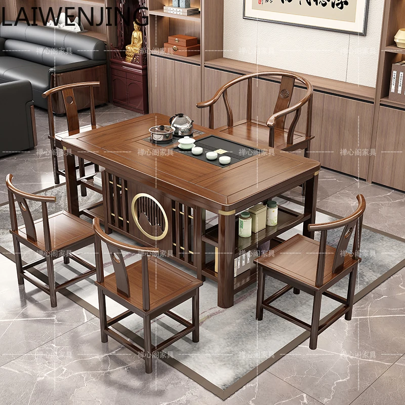 

MJY High-End Solid Wood and Chair Set for Home Use with Integrated Tea Brewing Table