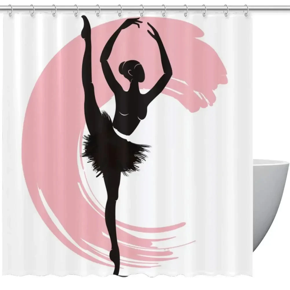 Ballerina Silhouette Shower Curtain Abstract Magic Dance Fine Art Shower Curtain Waterproof Fabric Bathroom Decor Bathtub Screen