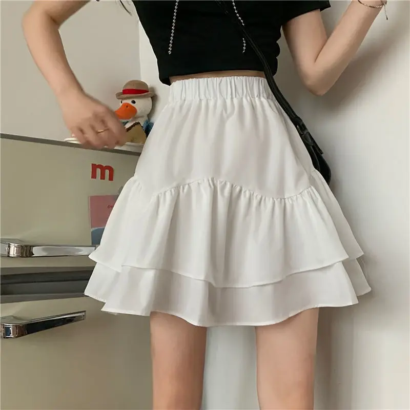 Ayanggao Kawaii Mode Ruche Rok Voor Dames 2024 A-Lijn Korte Rok Half Dames Zomer Hoge Taille Mini Rok