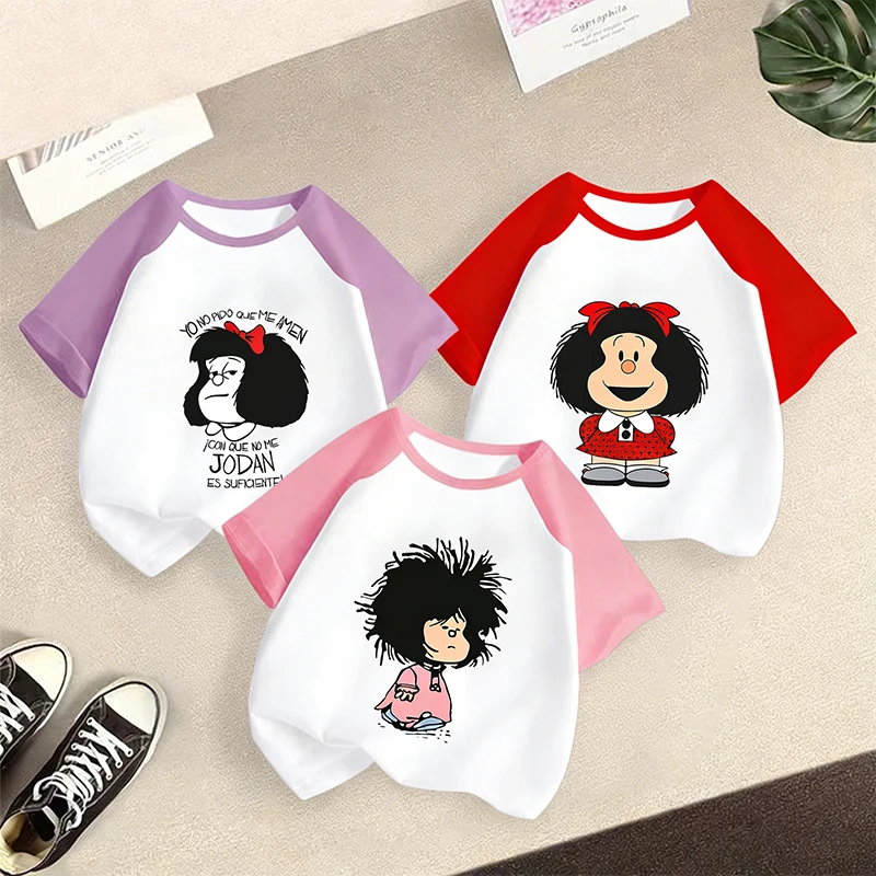 

Футболка MAFALDA для детей, летние топы для девочек и мальчиков, мягкая детская футболка с короткими рукавами, детская одежда, подарок на день рождения 2026