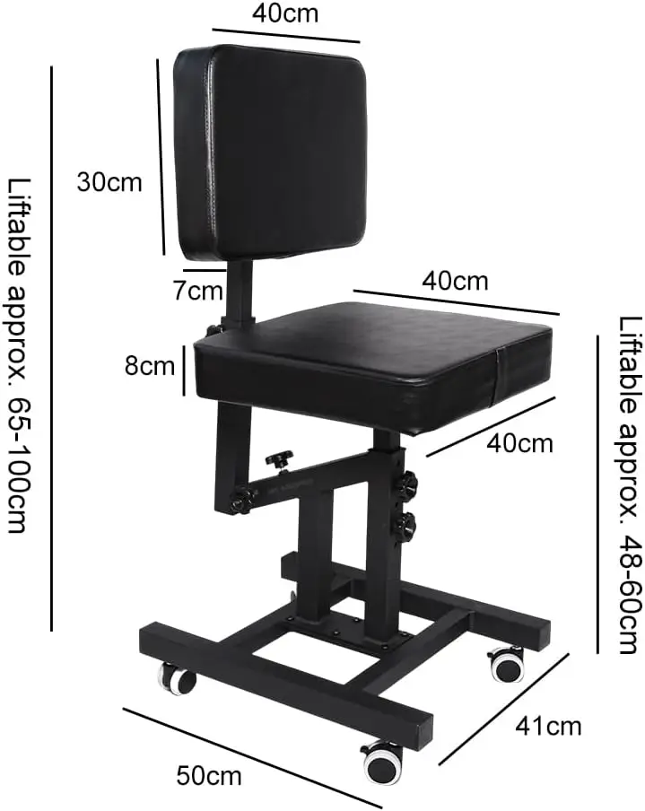Function Tattoo Chair with Wheels 400 LBS Capacity Seat 17-24 In Backrest 31.5-38.5 In 90 Deg Tilt Oil-Waxed Leather Tattoo Studio Furniture