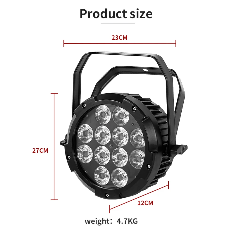 Outdoor Battery Light 12X18W RGBWA UV 6in1 LED Flat Par Wireless DMX512 Lights For Outdoors Home Party Disco Wedding Show