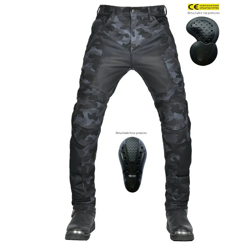 VOLERO Motorcycle Jeans Blue Camouflage Summer Mesh Breathable Motorcycle Slim Fit Anti Fall Riding Pants view 5