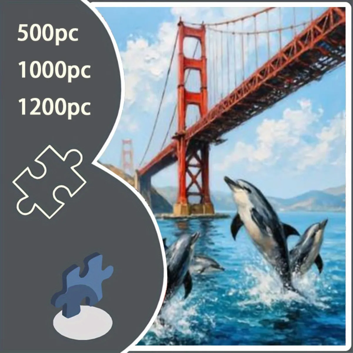 

500/1000/1200pcs Large Jigsaw Puzzle for Adults & Families - Golden Gate Bridge San Francisco, Vibrant Colors & Iconic Landmar
