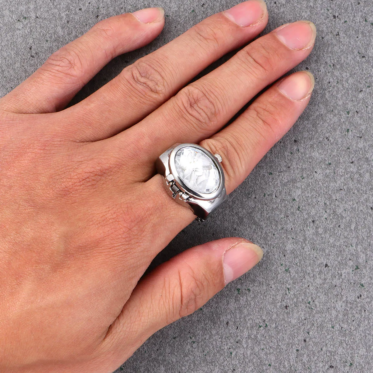 Orologi da uomo con cassa ad anello alla moda con dito ovale, unisex, bianco, studente a forma di orologio