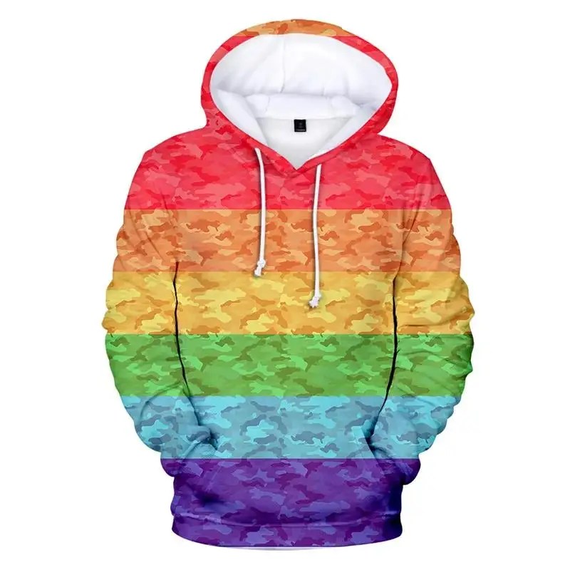 LGBT Arcobaleno Bandiera Lesbiche Gay 3d Felpe con cappuccio Pullover Moda Uomo Donna Felpa con cappuccio Casual Manica lunga 3D Felpe con cappuccio Top