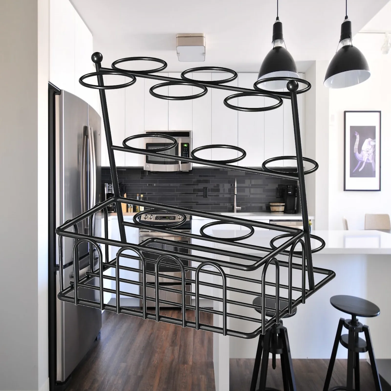 

Egg Dispenser Rack Freestanding Iron Display Rack for Pantry Counter Cabinet