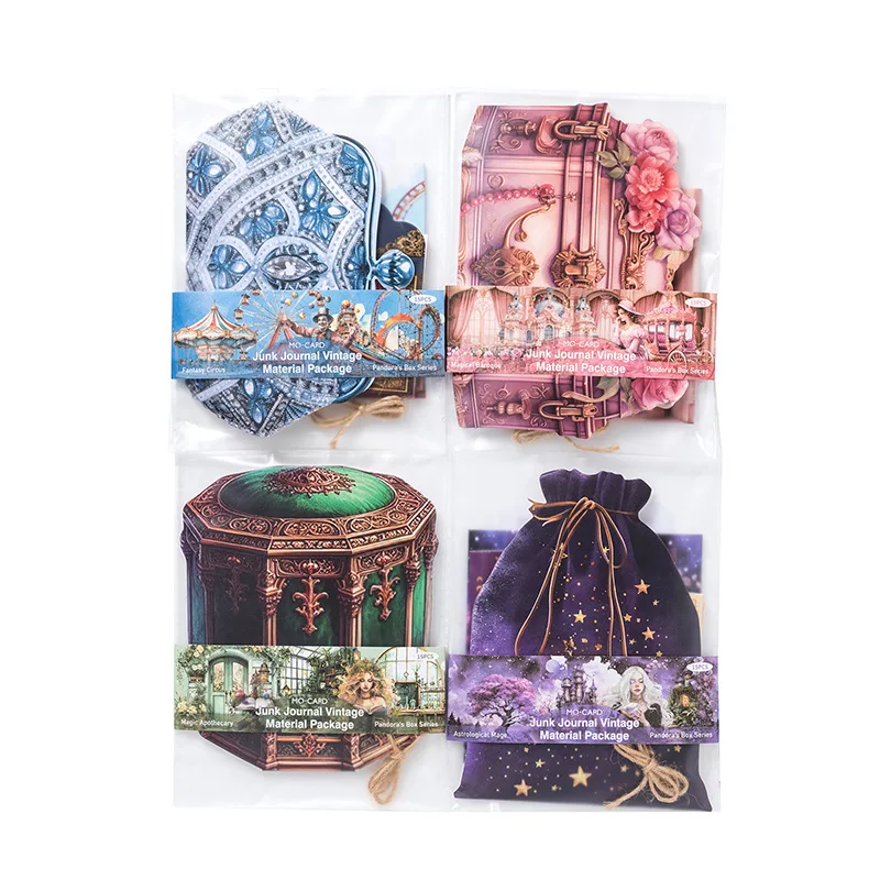 15pcs/lot Memo Pads Material Paper a Pandora\'s box Junk Journal Scrapbooking Cards Retro Paper