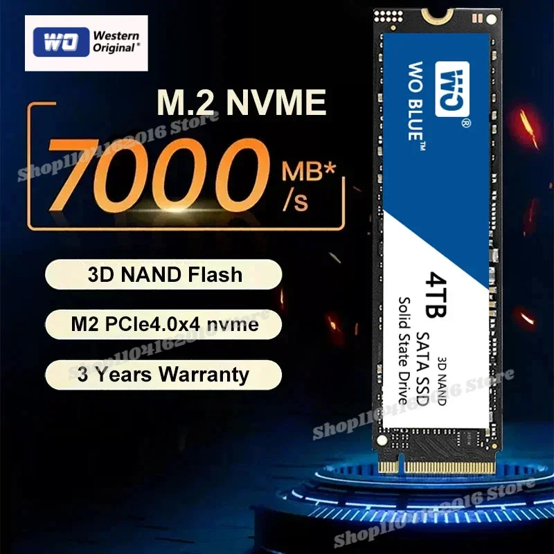 

NVMe M2 2280 PCIe4.0x4 SSD Hard Disk 7000MB/s 1TB 2TB Gen4 NVMe M2 Internal Solid State Drive for PS5 Laptop Desktop PC