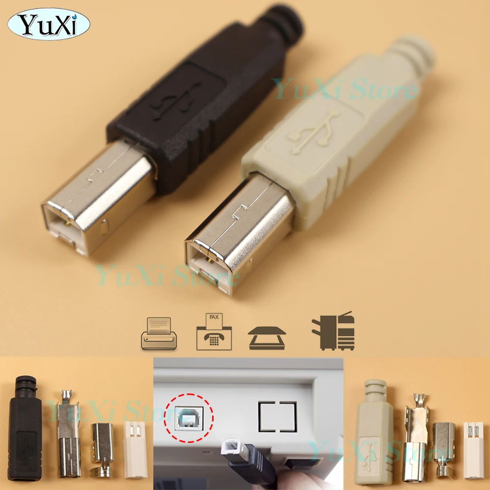 

USB 2.0 B Type Male Connector DIY Soldering Printer Tail Charging USB Jack Port Plug For HP Canon Epson Lexmark USB Printer Cord