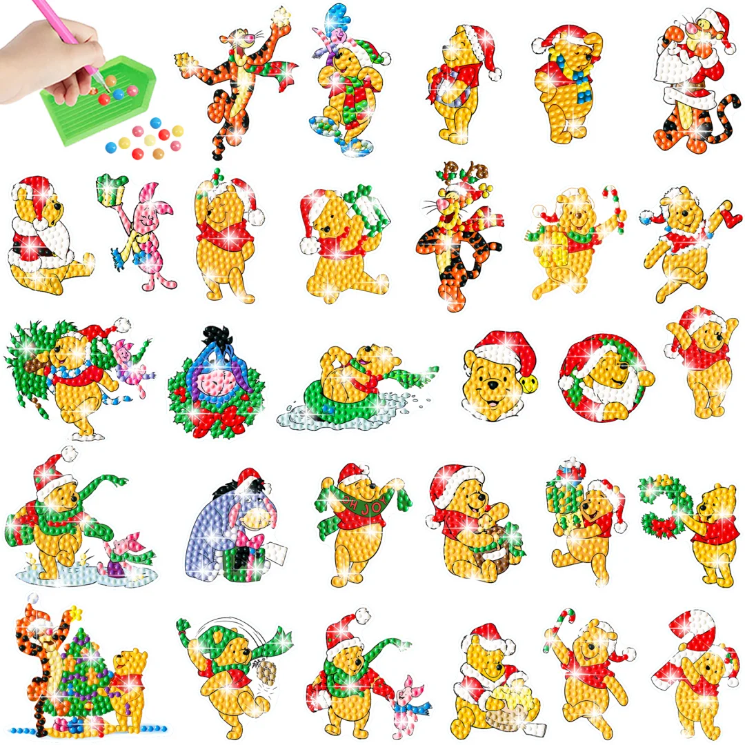 Afbeelding 5: Cartoon Winnie de Poeh Kinder DIY Diamant Schilderij Kit Willekeurige Diamant Stickers Focus Training Handgemaakt Creatief Knutselwerk