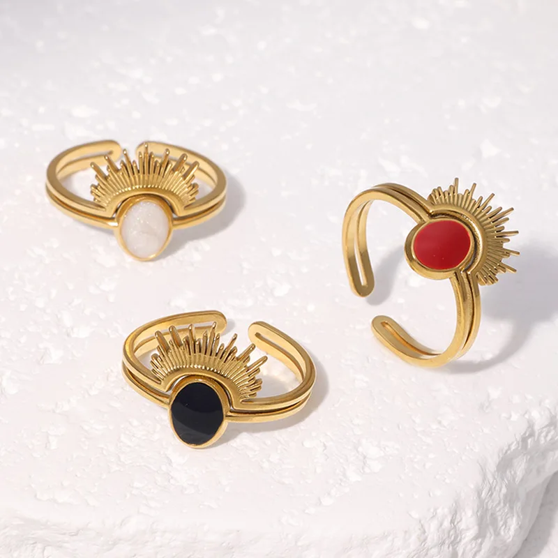 Classic Retro Crown Open Ring Woman Stainless Steel Adjustable Rings Drip Oil Fashion Jewelry Accessories Набор Колец