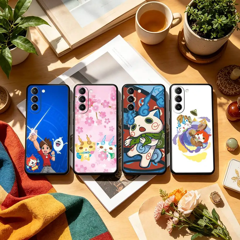 Yo-kai Anime W-Watch HD Printed Phone Case For Samsung S26,S25,S24,S23,S22,S21,S30,Ultra,Plus,Fe,Lite,Note,10,Black Cover