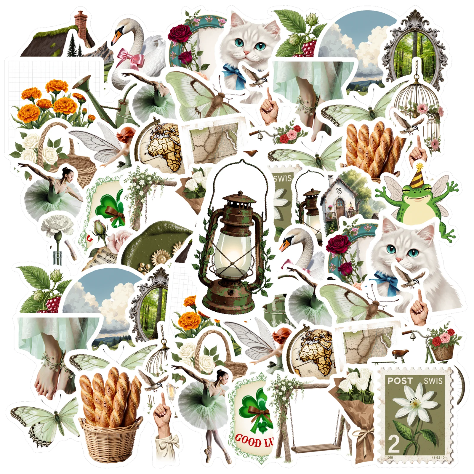 

35 шт.-70 шт пасторальные винтажные наклейки милые садовые канцелярские наклейки наклейки с животными для DIY телефона гитара ноутбук