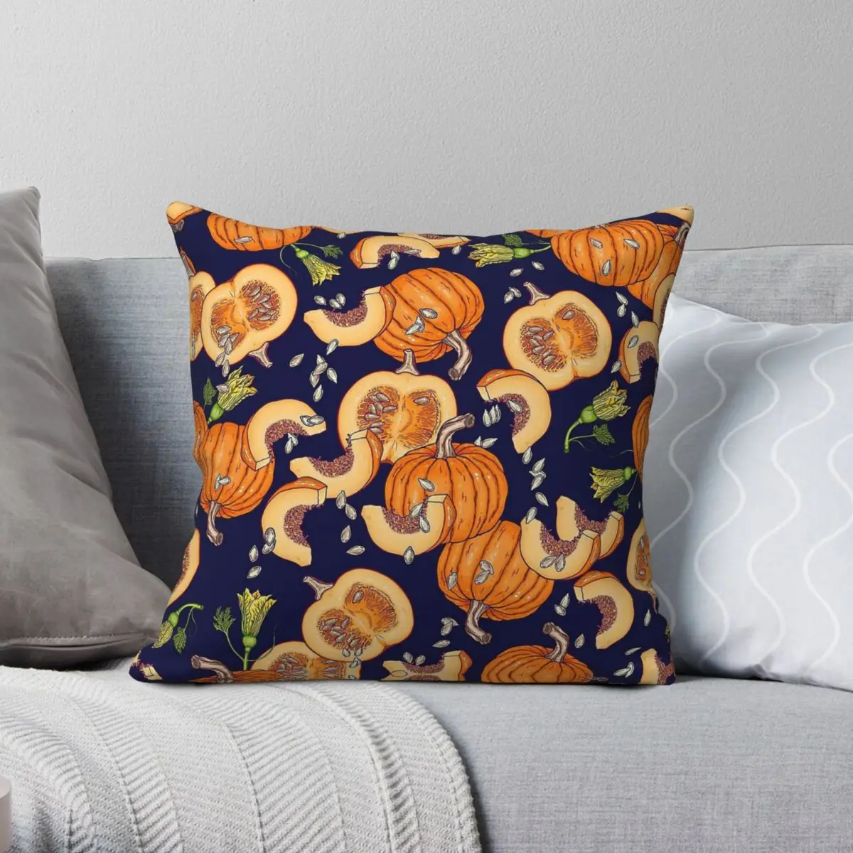 Pumpkin Night Life Halloween Pillowcase Polyester Linen Velvet Printed Zip Decor Bed Cushion Cover Wholesale 45x45