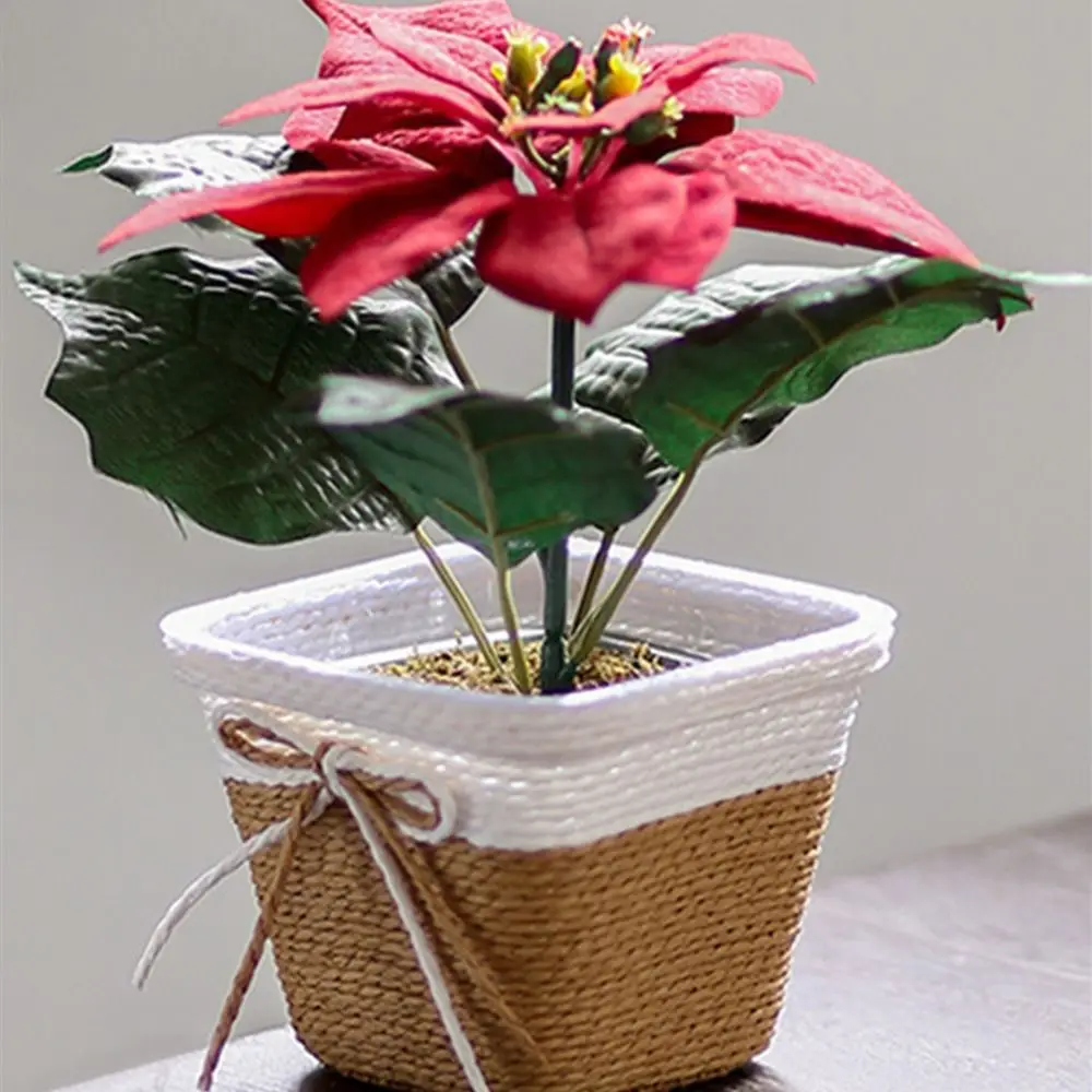 Paper Rope Braided Braided Flower Pot Waterproof Garden Supplies Plant Pot Square Shape Easy to Use Woven Basket