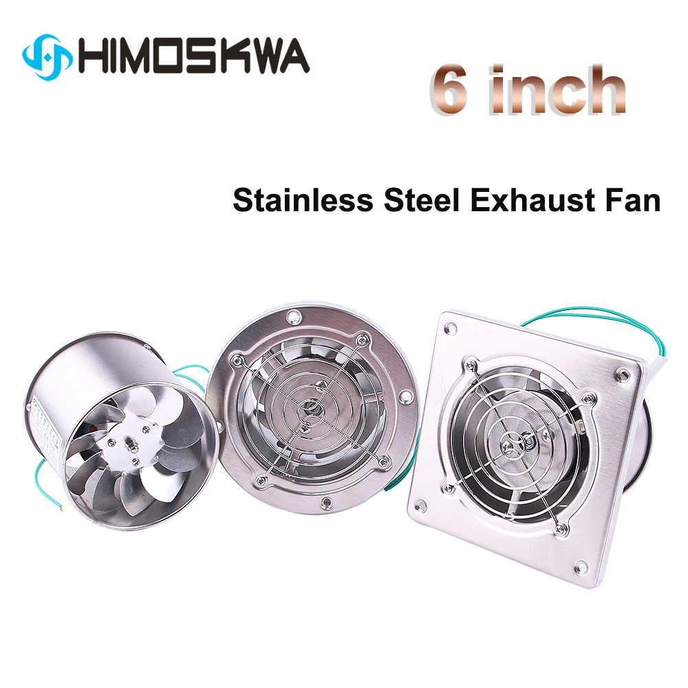 6 Inch Roestvrij Stalen Pijp Afzuigventilator Booster 220V Wc Keuken Opknoping Muur Raam Duct Fan Luchtventilator Extractor Blower