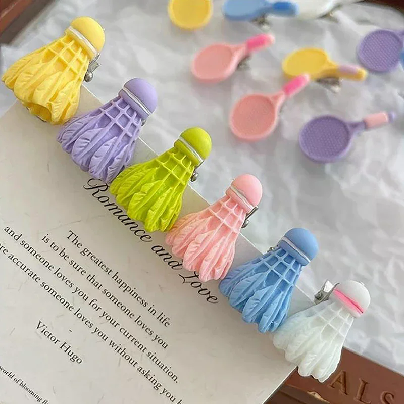 Pair Sports Badminton Racket Hair Clips Personalized Cute Bangs Clip Girl Headwear Creativity Kids Hair Accessories Ornaments A