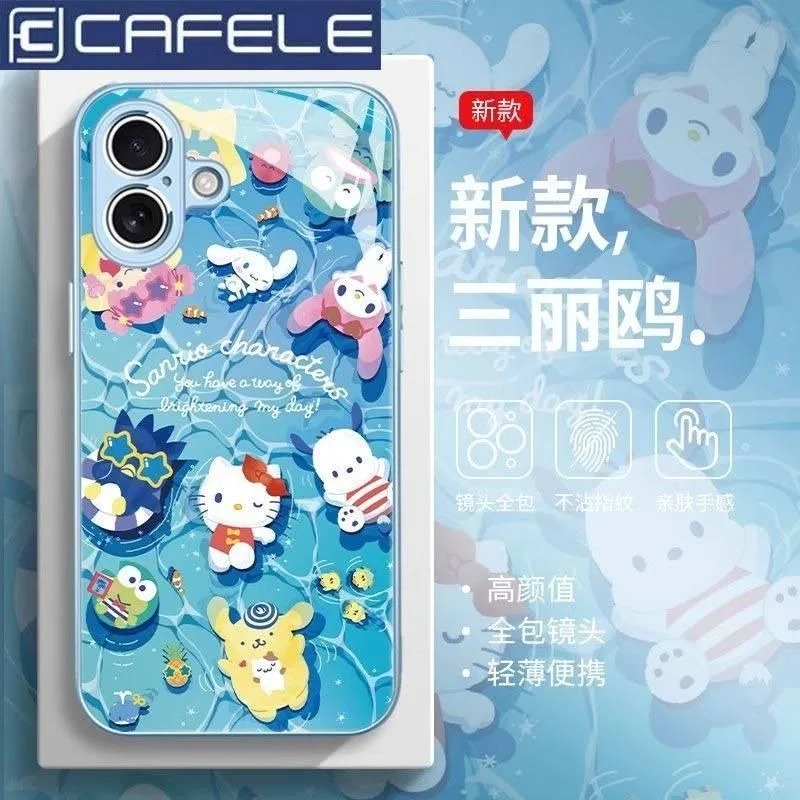 

Sweet Kuromi Hello Kitty Anime Kawaii Sanrio Pochacco iPhone16pro Max Phone Case Cute Cartoon Apple Cover Gifts for Girls