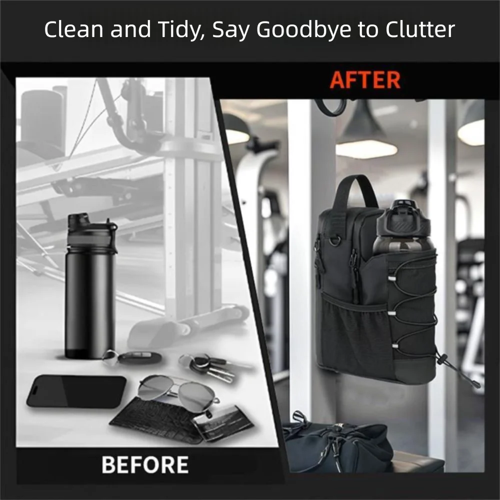 

Magnetic Water Bottle Sling Bag Adjustable Multi-layer Gym Bottle Bag Portable Waterproof Crossbody Sports Bag Fitness