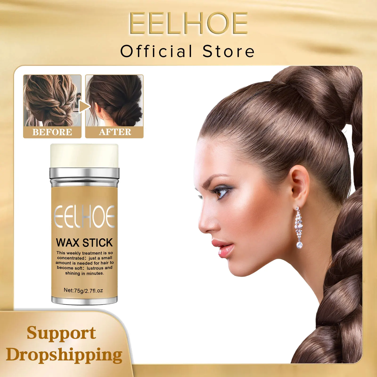 

EELHOE Hair Wax Stick Fluffy Frizz Fixed Non-greasy Broken Hairs Artifact Control Men and Women Professional Hair Styling Stick