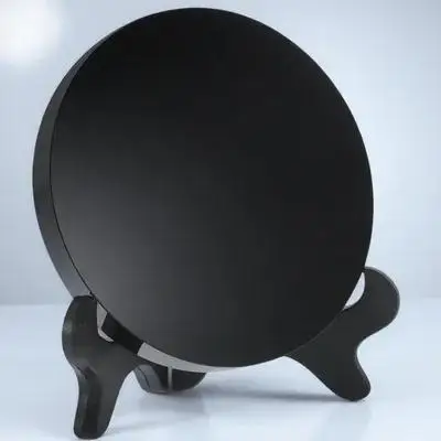 1Set Black Obsidian Scrying Mirror Glass Disk Display Stand Meditation Decor Home Office Feng Shui Decorative Accent