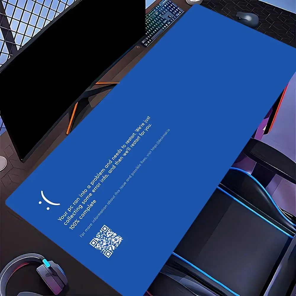 Minimalist System Error Large Desk Mat XXL Blue Screen of Death Mouse Pad Non-Slip Rubber Keyboard Mat Desktop Office Desk Pads