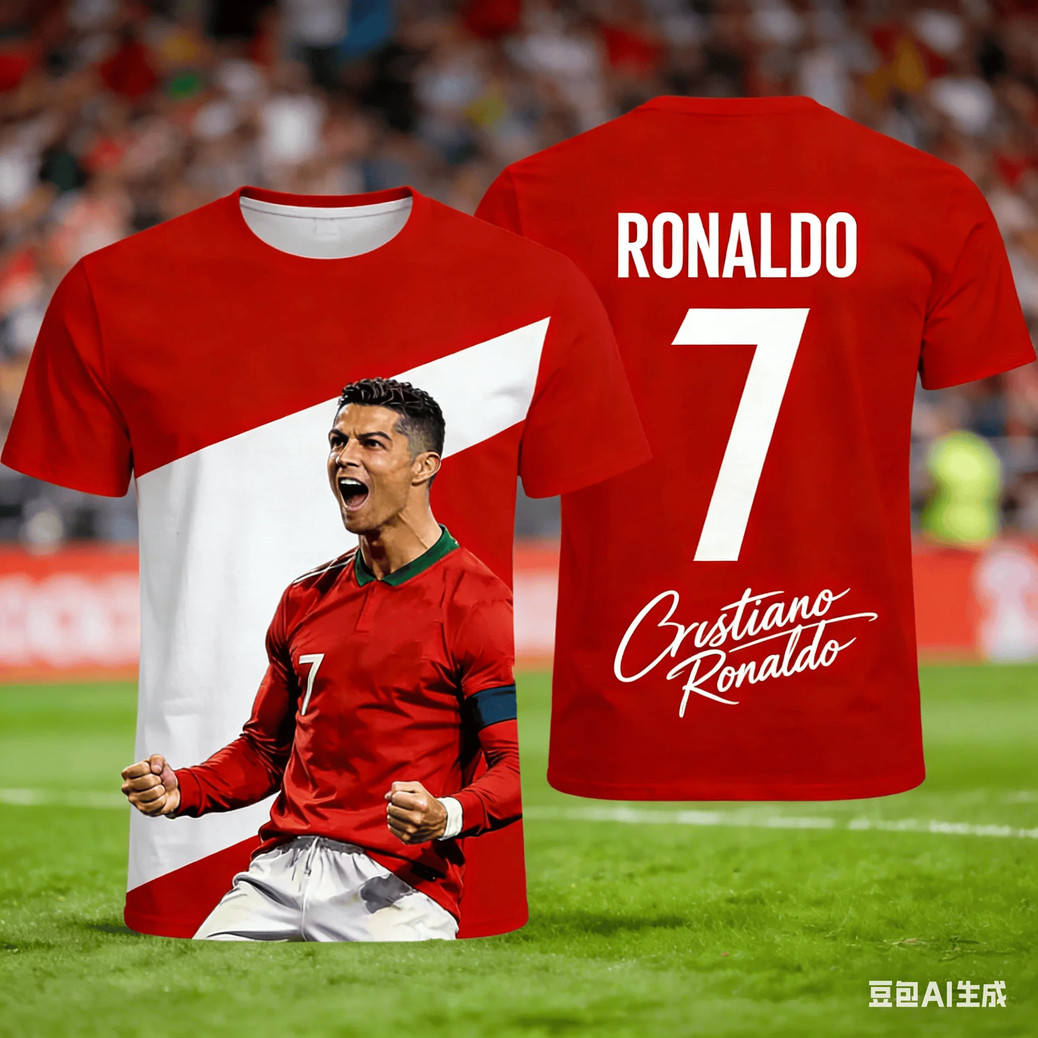 Summer New Cristiano Ronaldo No.7 Commemorative T-shirt Football Star Surrounding Adult/Children Large Loose Speed Dry T-shirt