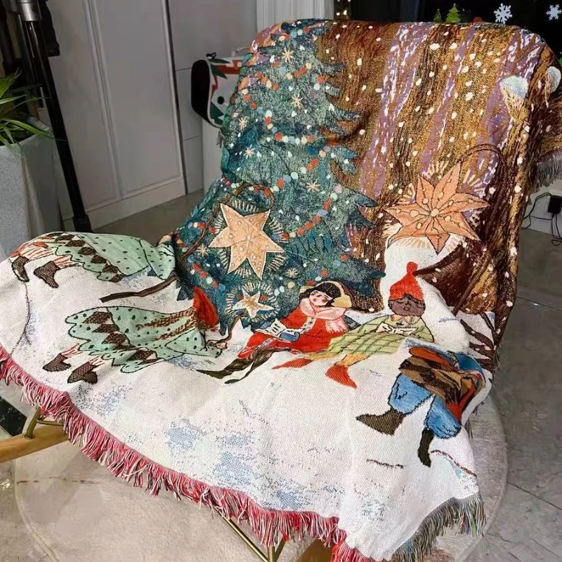 نسيج عيد الميلاد الغابات الخضراء عيد الميلاد نسيج الديكور الصنوبر المناظر الطبيعية جدار السجاد الديكور مناسبة للمنزل