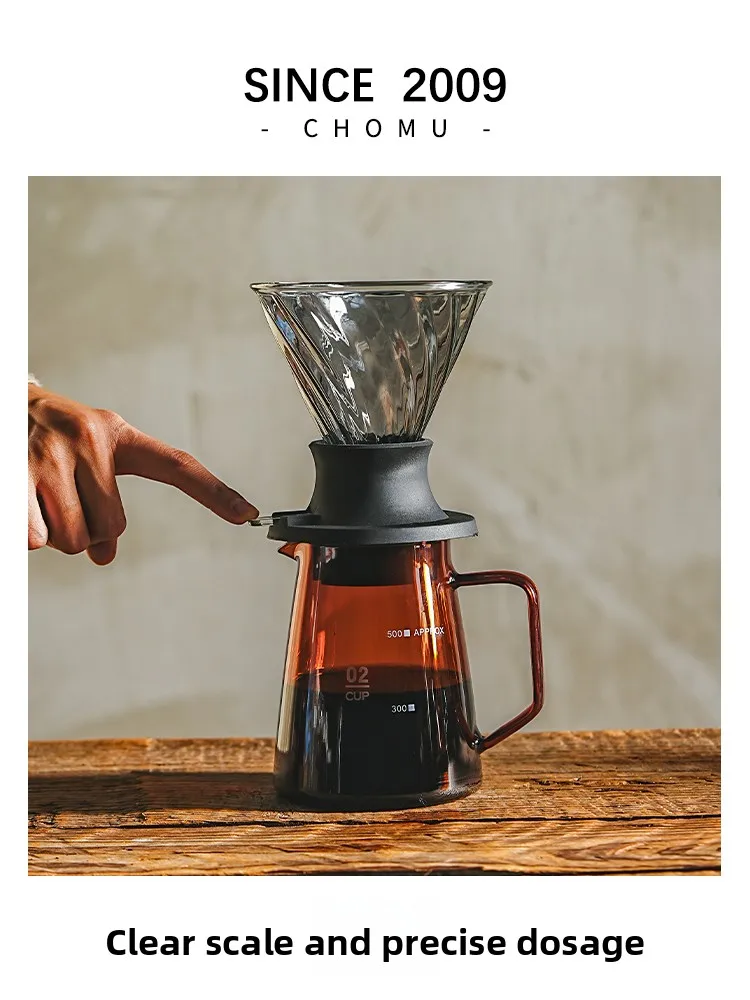 

Large Capaci Glass Coffee Pot with Handle Hand Brew Coffee Home Utensils Set are V60 Glass Filter Cup Nordic Sle