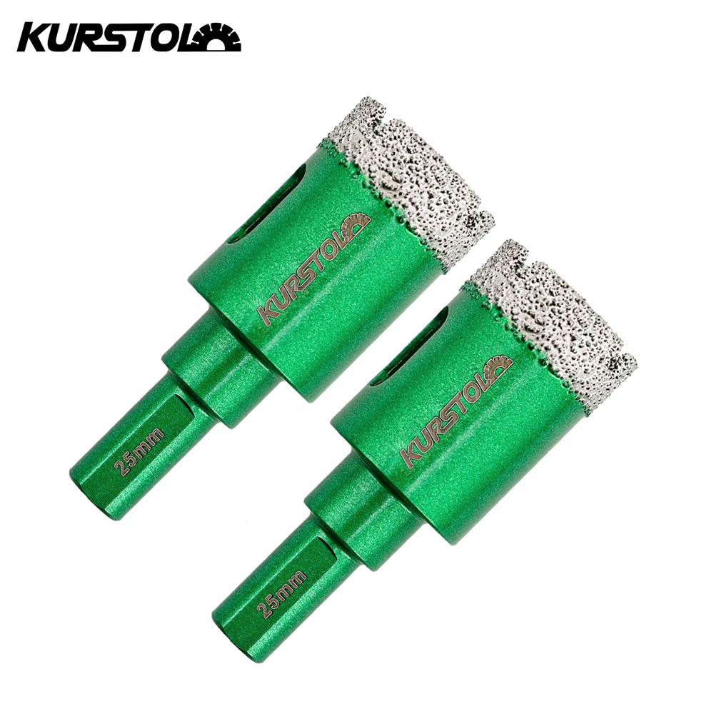 

KURSTOL Dia 25mm 2pcs Diamond Drill Bits Triangle Shank Porcelain Ceramic Granite Marble Stone Tile Core Drill Bit Hole Saw