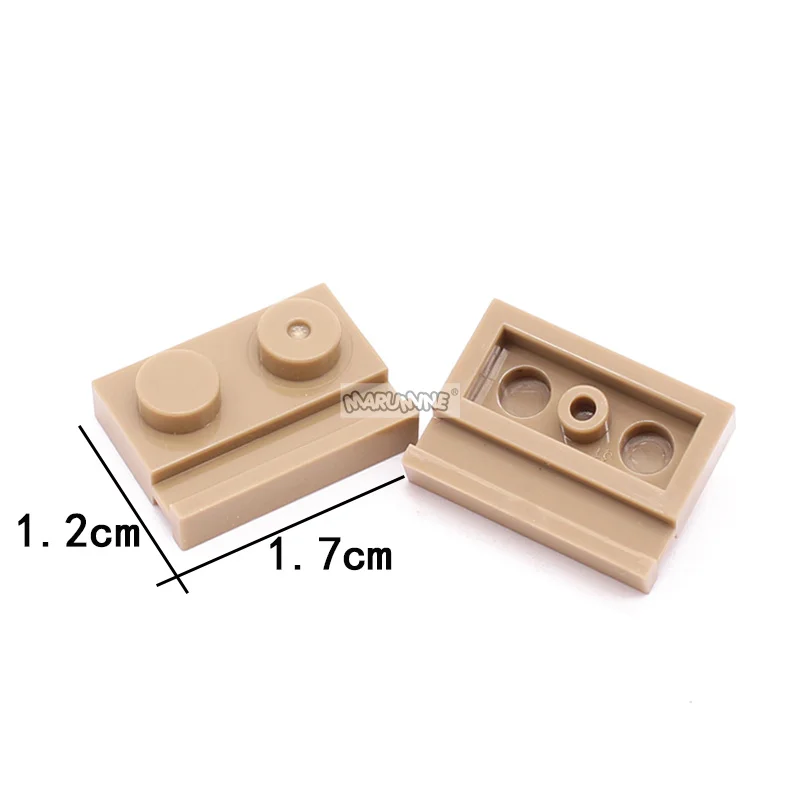 Marumine 50PCS Modified Plate 1x2 with Door Rail Idea MOC Brick 32028 Compatible Assembles Particles DIY Building Blocks Part