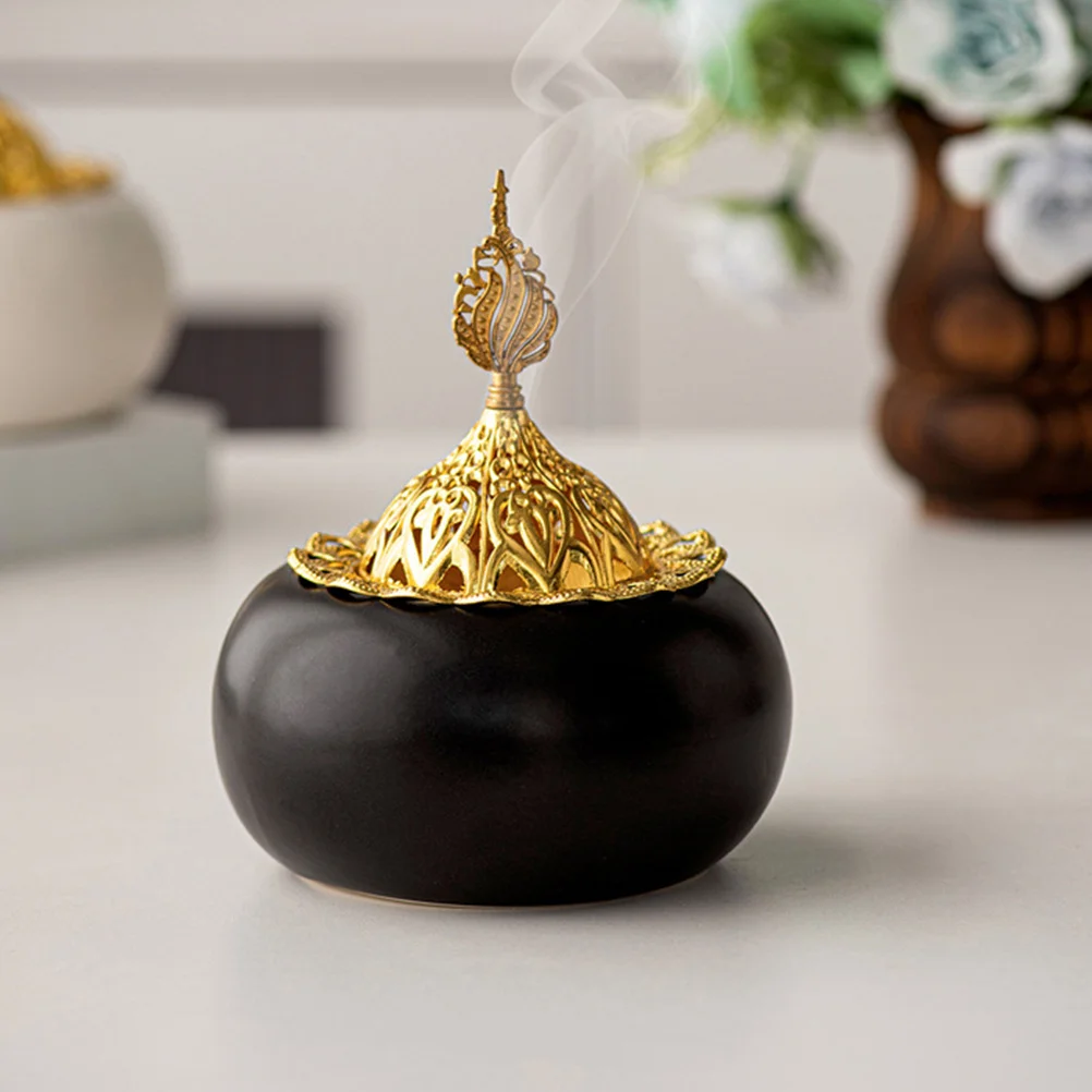 

Ceramic Arabic Incense Burner Middle Eastern Dome Shape Aromatherapy Cone Charcoal Bakhoor Oud Home Fragrance Stand