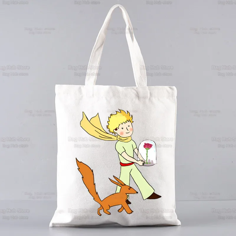 Cartoon Earth Space Little Prince Shopper Bags Shopping Bag Tote Bag borsa a tracolla borse di tela borsa College di grande capacità