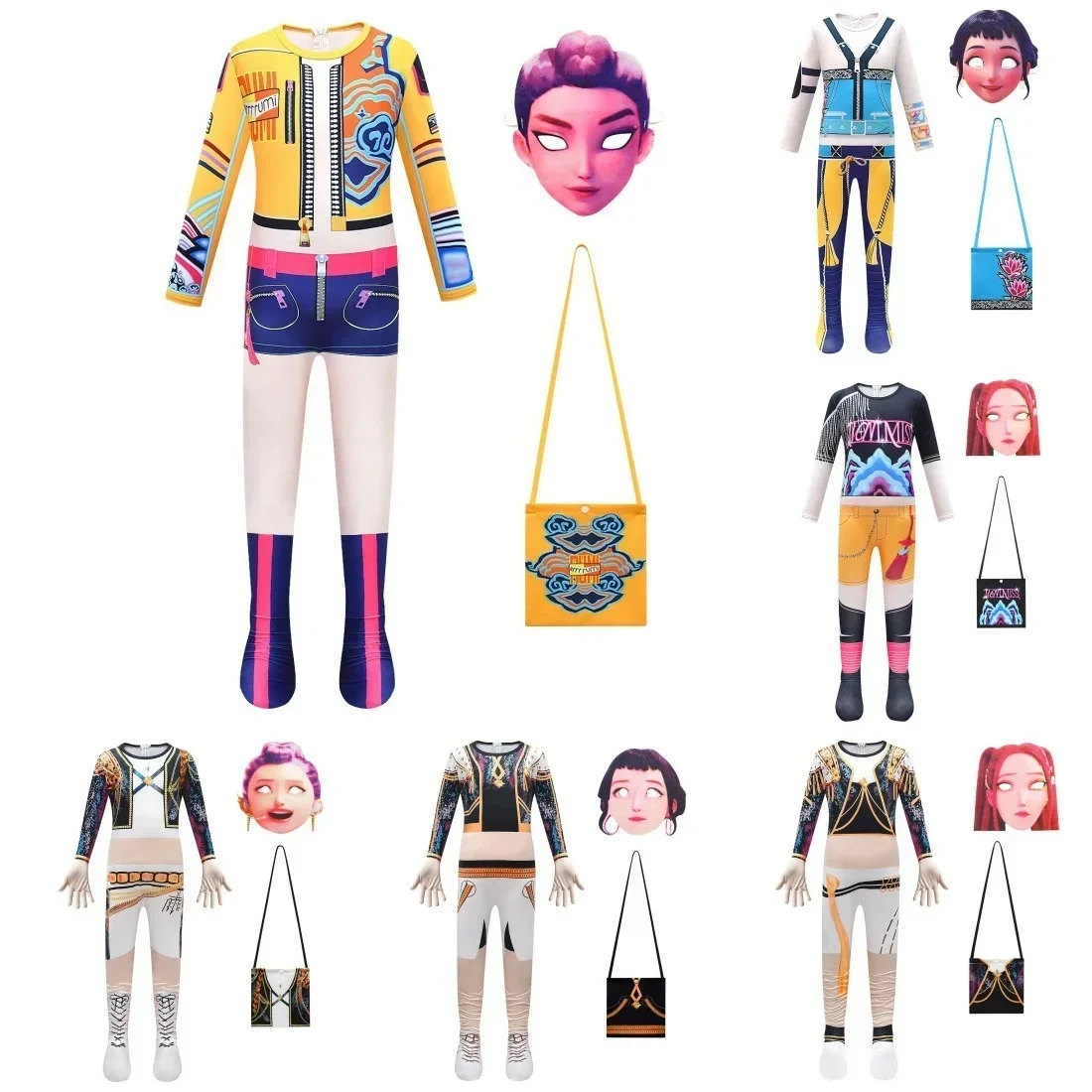 

2025halloweenCostume de Cosplay Anime KPop Demon Hunters Mira Zoey Rumi pour enfants, uniforme Huntrix, ensemble complet haut