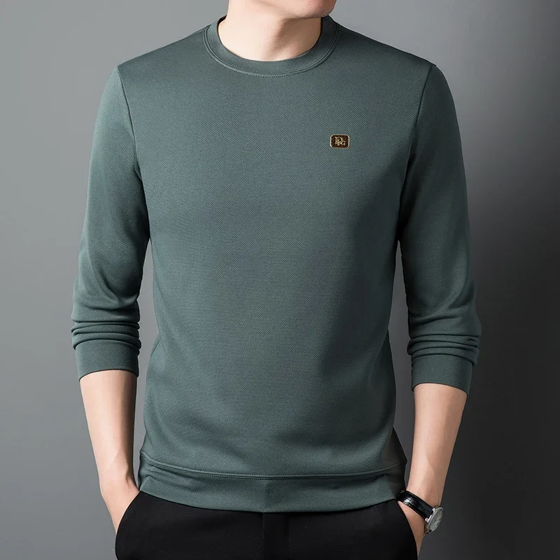 

Men's New Round Neck Versatile Long Sleeved Sweater with Plush Insulation Top