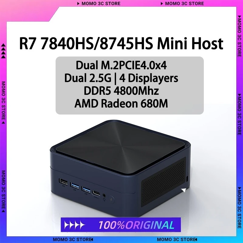 Mini Host Amd Ryzen R7-7735hs 8745hs Ddr5 70w Wifi6 4k Pcie4.0 Ssd Desktop da gioco di fascia alta Mini Host Sistema Barebone fai da te
