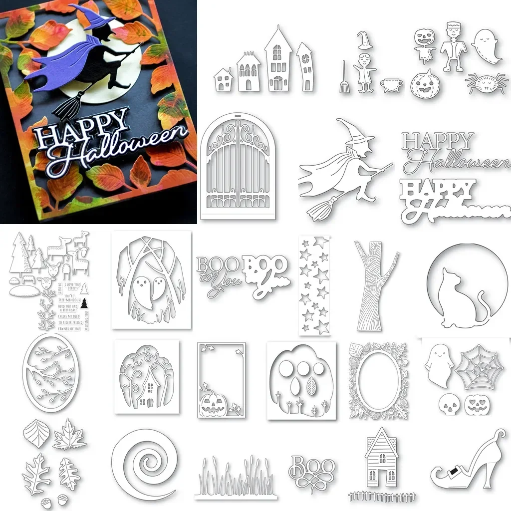 

Halloween Witch Pumpkin Ghost Die Metal Cutting Dies Decoration Scrapbook Diy Paper Card Mould Embossing Craft Handmade