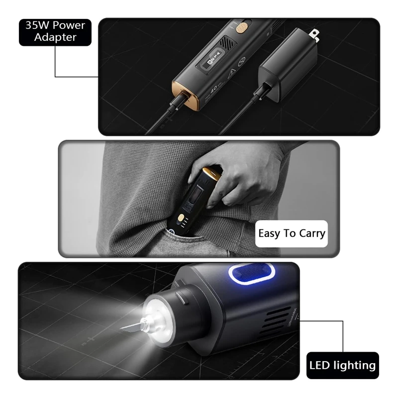 Handheld Ultrasonic Cutter High Precision Ultrasonic Cutter with Display LED Light 1-5 mm Cutting Thickness for Wood Crafts