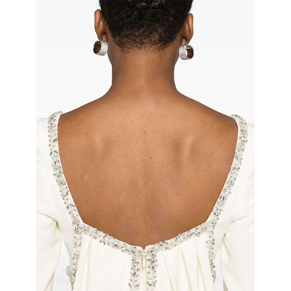 Customized Long Evening Dresses Elegant Formal Occasion Prom Gowns Crystal Long Sleeves Floor Length Prom Dresses 2025