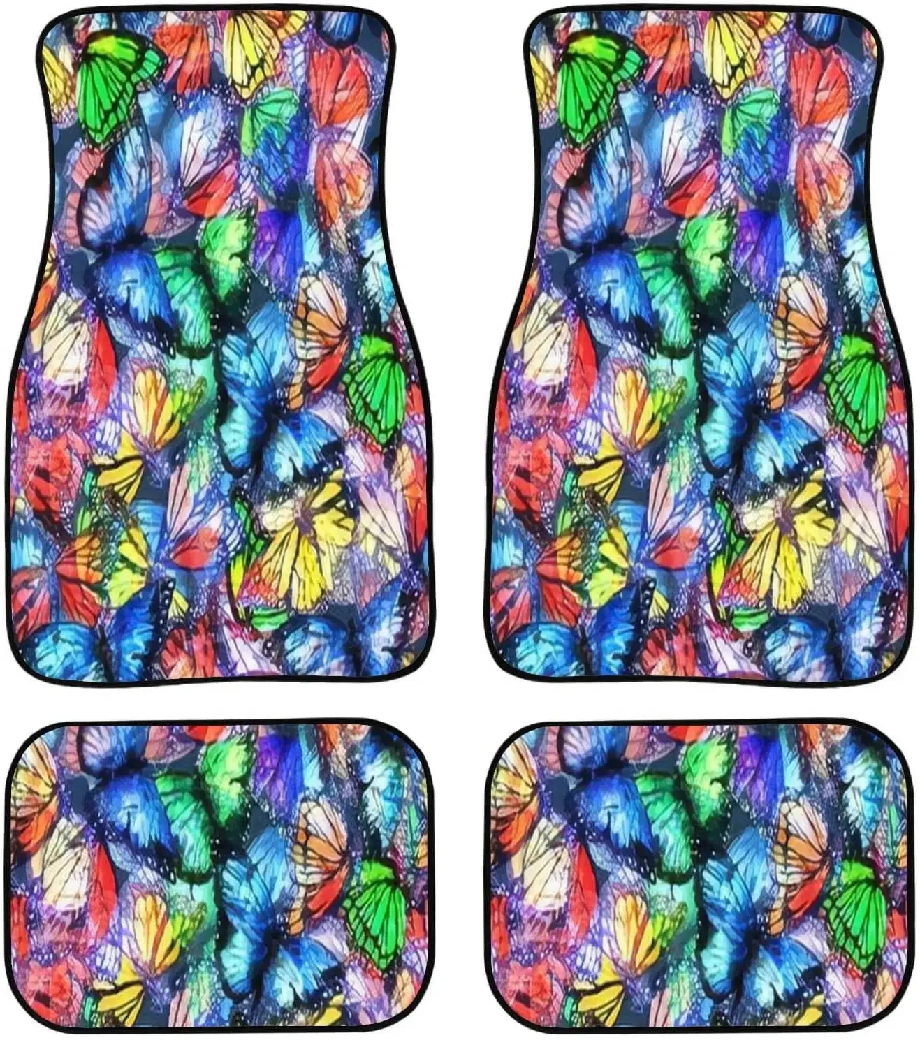 Car Floor Mats - Seamless Butterfly Colorful Butterflies Flying Saturated Watercolor Carpet Floor Mats for Cars, Anti Slip Rubbe