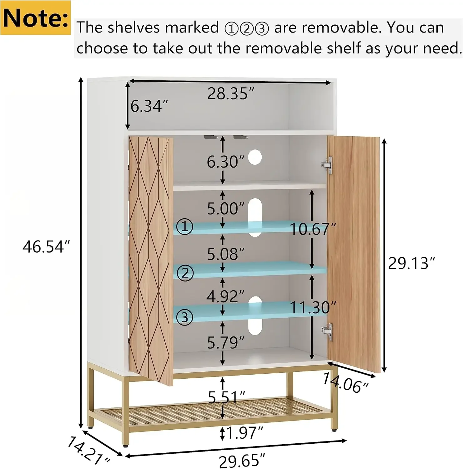 Shoe Organizer with Doors, Shoe Storage Cabinet with Adjustable Shelves for Entryway, 7-Tier Entryway Shoe Rack Storage for Hall