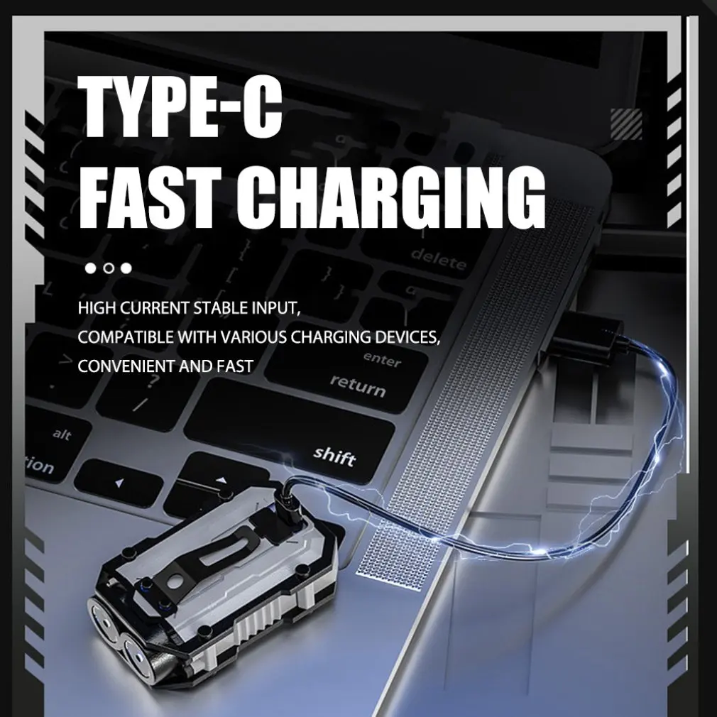 EDC Rechargeable Keychain LED Flashlight Mini Compact Portable Flashlight Bright Magnetic Keychain Light for Traveling Camping