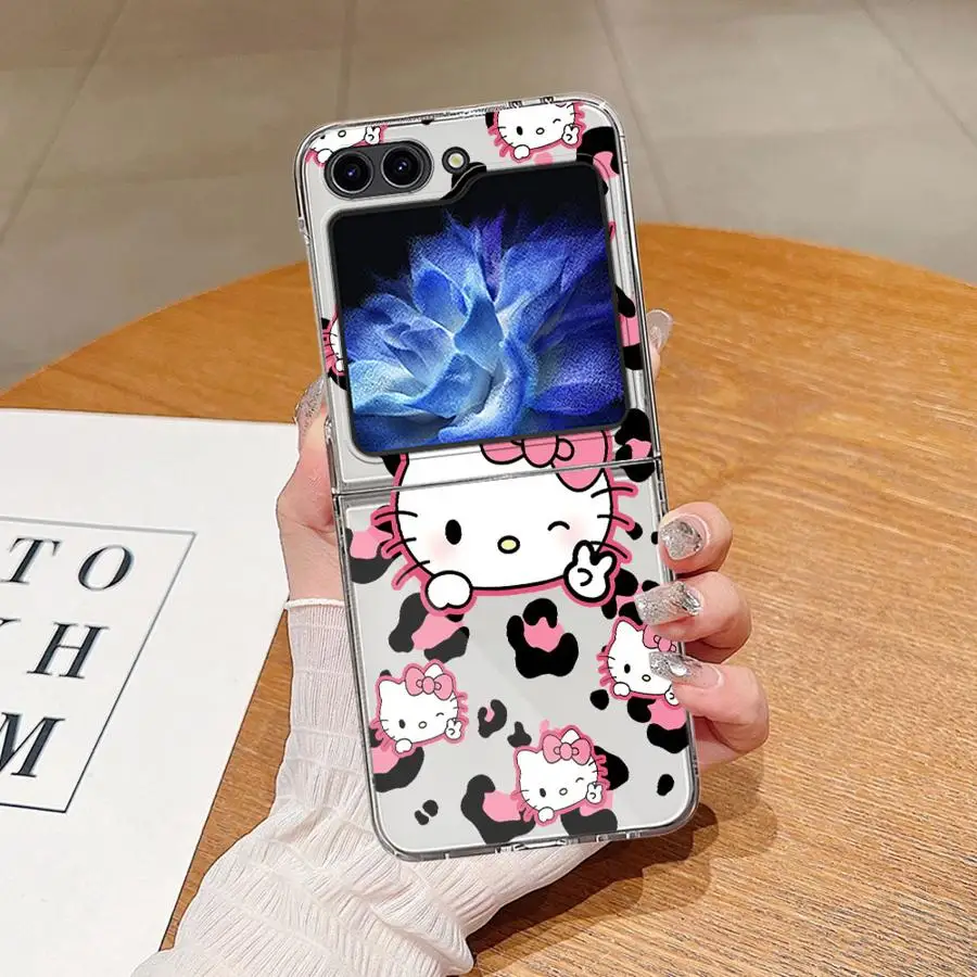 سانريو مرحبا كيتي حافظة لهاتف سامسونج جالاكسي ZFlip4 ZFlip7 ZFlip5 Z Flip 7 6 5 4 3 ZFlip3 ZFlip6 غطاء هاتف ناعم شفاف #4