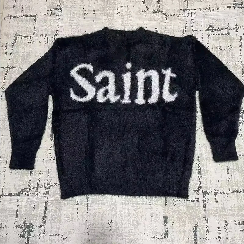 New Men's Autumn/Winter 2025 Pullover Sweater with Letter Pattern, Fashionable Harajuku Retro, Unique and Loose American Top