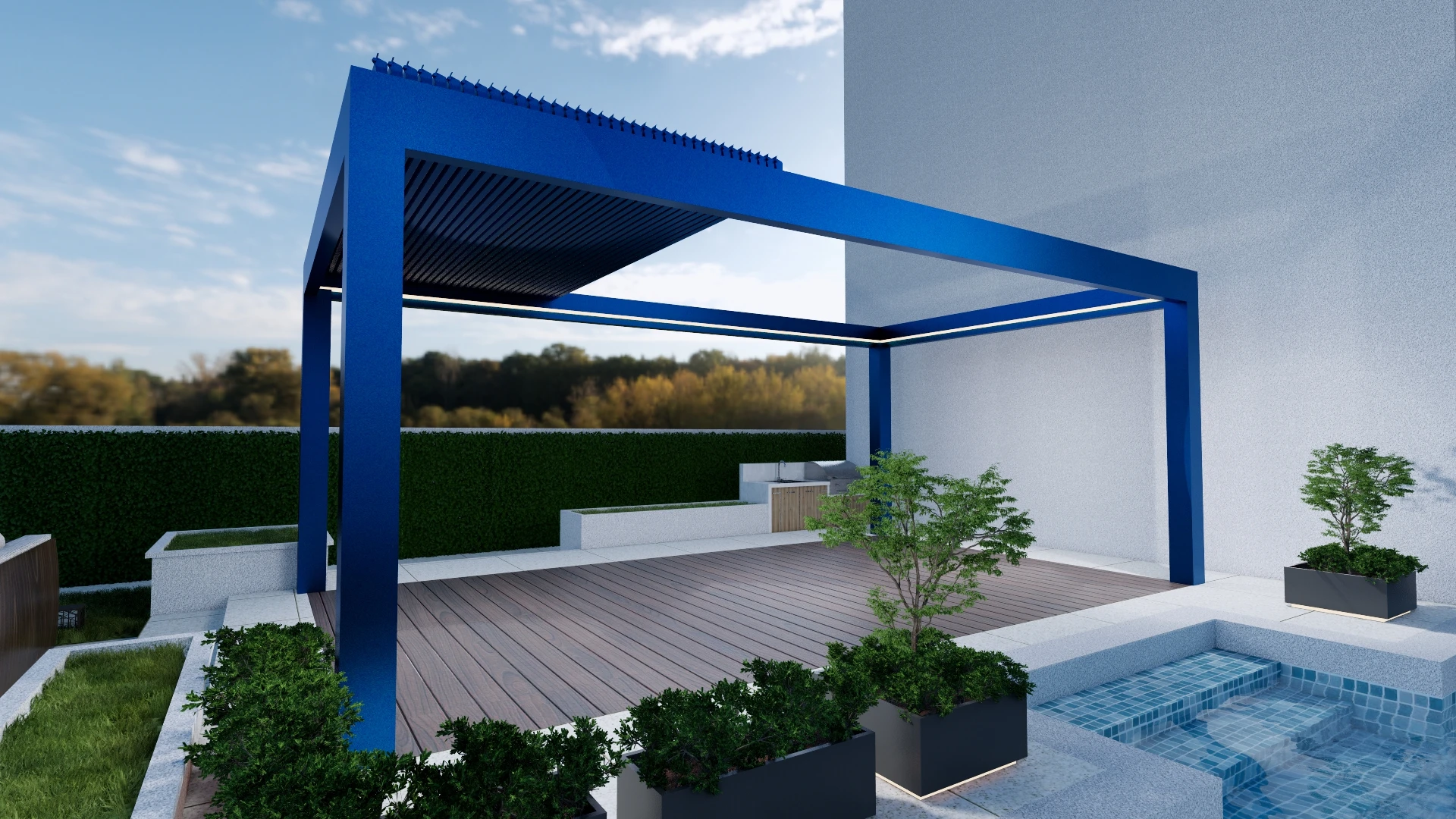 Telhado com persianas para terraço totalmente automático, retrátil, deslizante e dobrável, à prova d'água, pérgula externa de alumínio