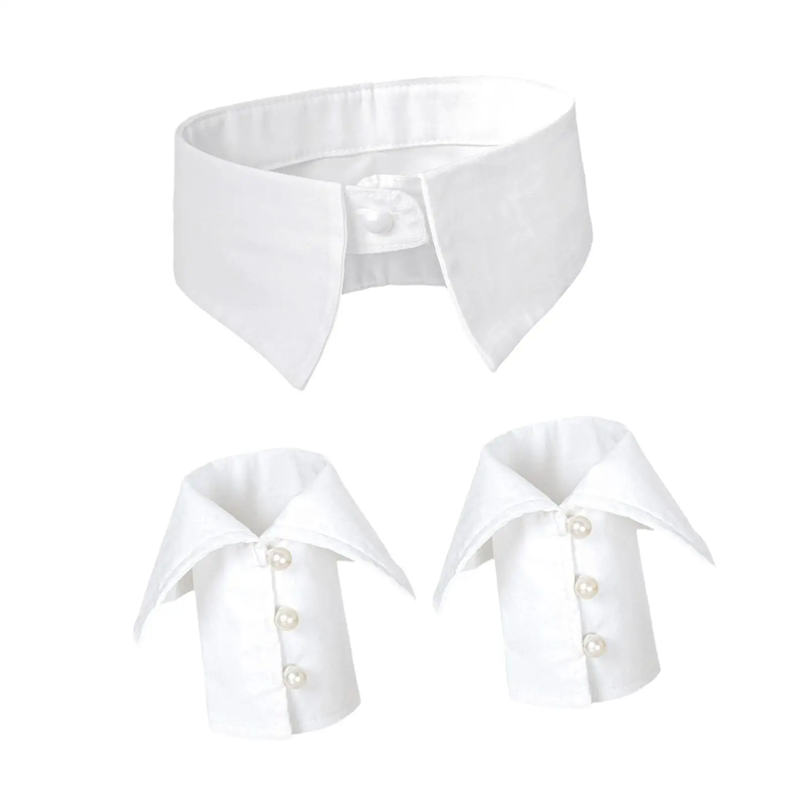 Jabot and Cuffs Set Decorative Detachable Wrist Cuffs for Cosplay Stage