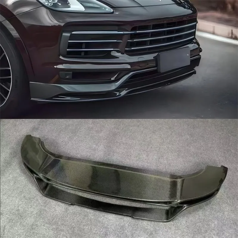 

For Porsche Cayenne 2018-2025 Real Dry Carbon Fiber Bumper Front Lip Under Spoiler Splitter Car Accessories Body Kit