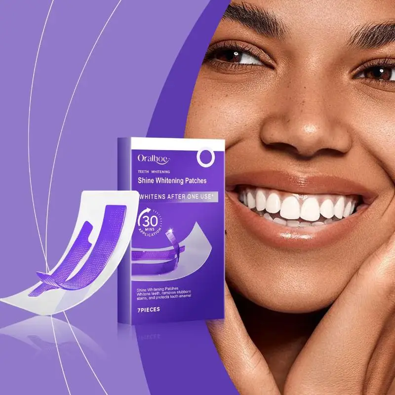 Purple Teeth Whitening Strips Lighten Yellow Teeth Brightener Remove Coffee Tea Stains Reduce Plaque Teeth Patch